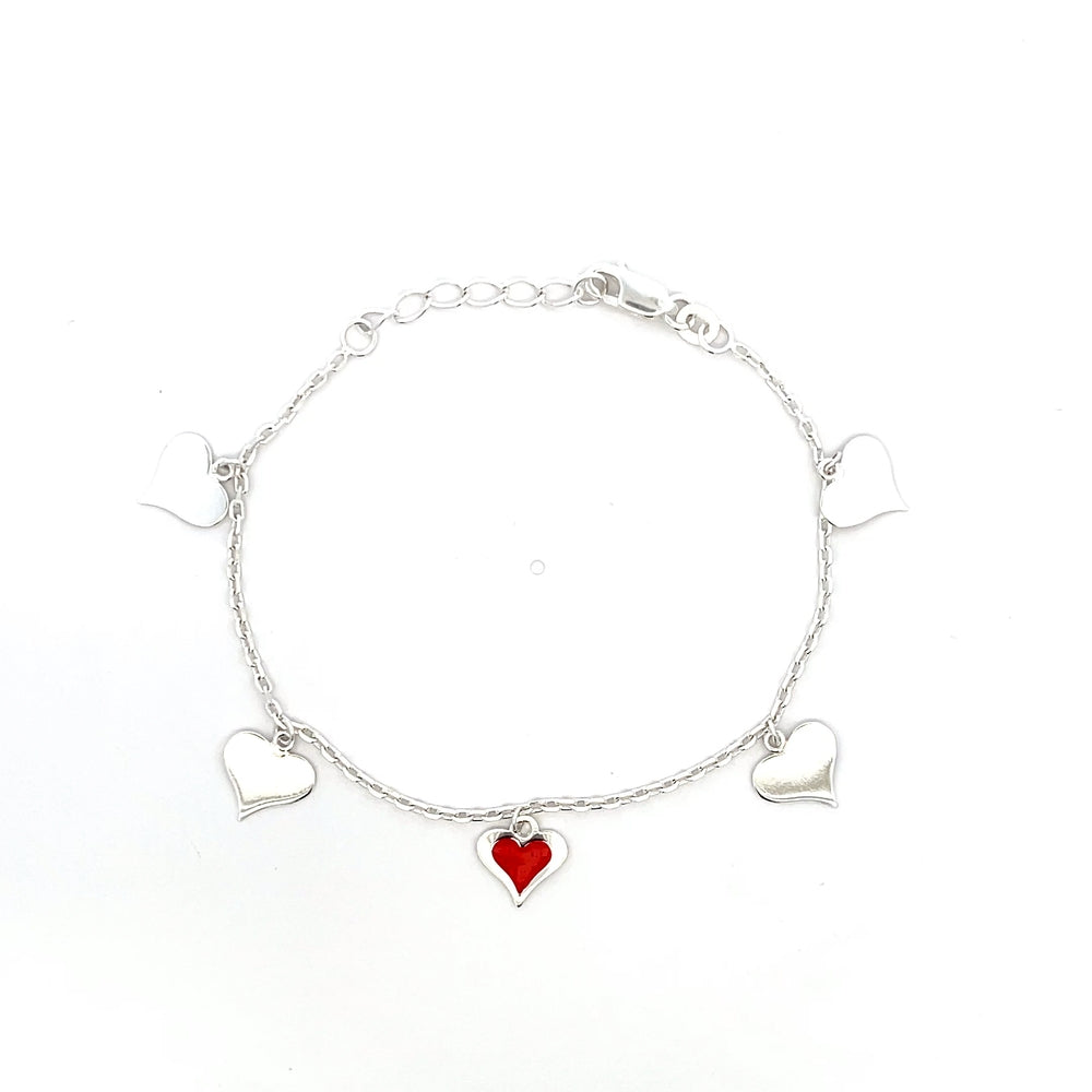 925er Silber Kinder-Herzanhänger-Armband